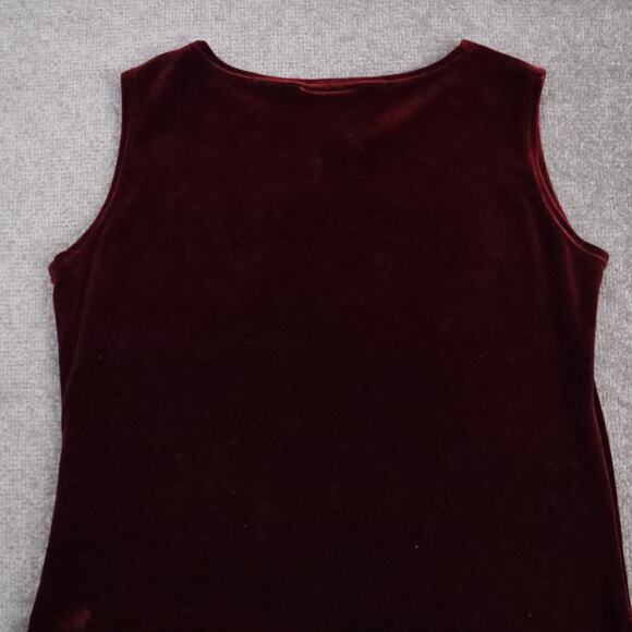 Women's Notations Petite Medium Red Velvet Sleeveless Blouse - Picture 9 of 9